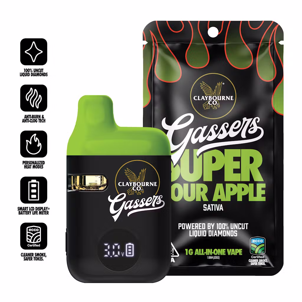 Second image of Gassers - Super Sour Apple 1g AIO Liquid Diamonds Vape